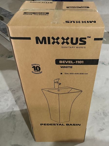 Раковина моноблок Mixxus BEVEL-1101 с отверстием под смеситель и переливом 450х435х835mm (MI6697) MI6697 фото