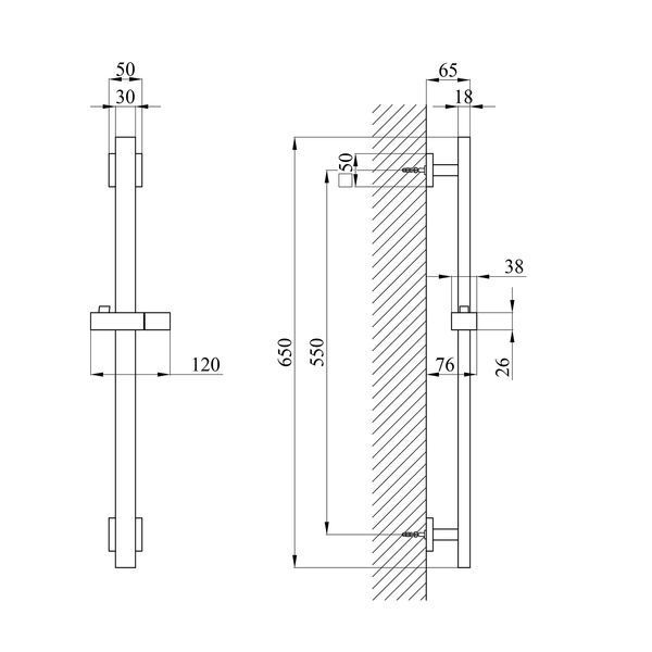 Штанга для душу Kroner KRP Edelstahl Kubus - SCH230 CV034876 фото