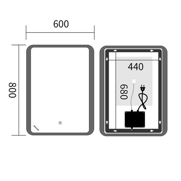 Дзеркало Mixxus Premium OLIVARY MR19-80x60-Reverse з Led Touch, Anti-fog, димером (3-6,5kK) (MP6628) MP6628 фото