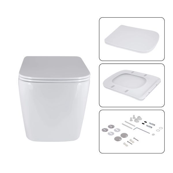 Готове рішення Qtap для ванної кімнати: підвісний унітаз Tern Ultra Quiet 525x345x360 + комплект інсталяції Nest 4 в 1 (квадратна клавіша Satin) SD00053631 фото