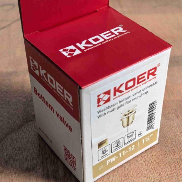 Комплект для умивальника KOER 2 в 1: Змішувач KB-10028-12 + Донний клапан Click-Clack PW-11-12, латунь, матове золото KR291794 фото
