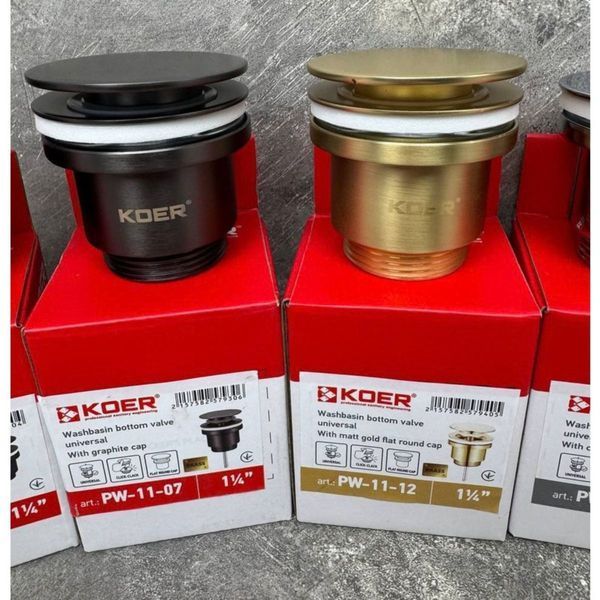 Комплект для умивальника KOER 2 в 1: Змішувач KB-10028-12 + Донний клапан Click-Clack PW-11-12, латунь, матове золото KR291794 фото