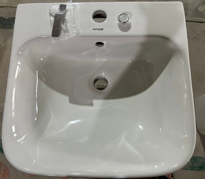Раковина моноблок Mixxus BEVEL-1101 з отвором під змішувач та переливом 450х435х835mm (MI6697) MI6697 фото