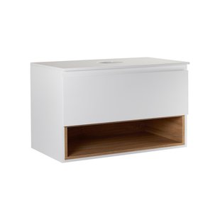 Тумба підвісна Qtap Robin 800х480х470 White/Whitish oak зі стільницею QT1379TPН8001WWO SD00045865 фото