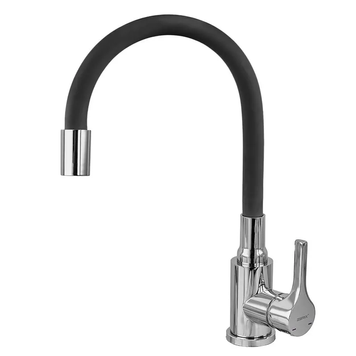 Змішувач для кухні Zerix Rex-011 Chrome Refl.Black з нерж. сталі (Колір хром+силік.вилив чорний) (ZX6127) ZX6127 фото
