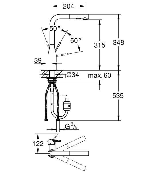 Смеситель для кухни с выдвижным изливом Grohe Essence New (30270000) 30270000 фото