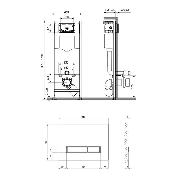 Набір інсталяція 4 в 1 Qtap Nest ST з лінійною панеллю змиву QT0133M425V1105GW SD00040861 фото