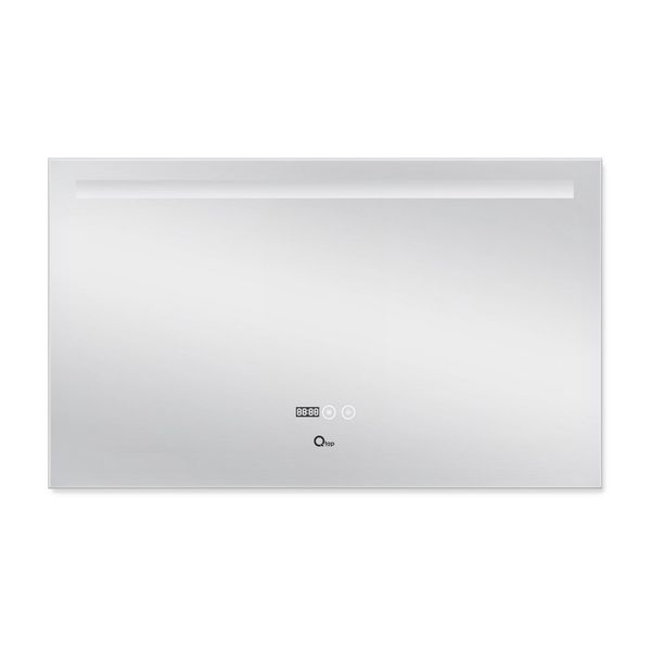 Дзеркало Qtap Mideya (DC-F609) 1000х600 з LED-підсвічуванням Touch, з антизапотіванням, з годинником, димером, рег. яскравості QT2078F609W SD00034654 фото