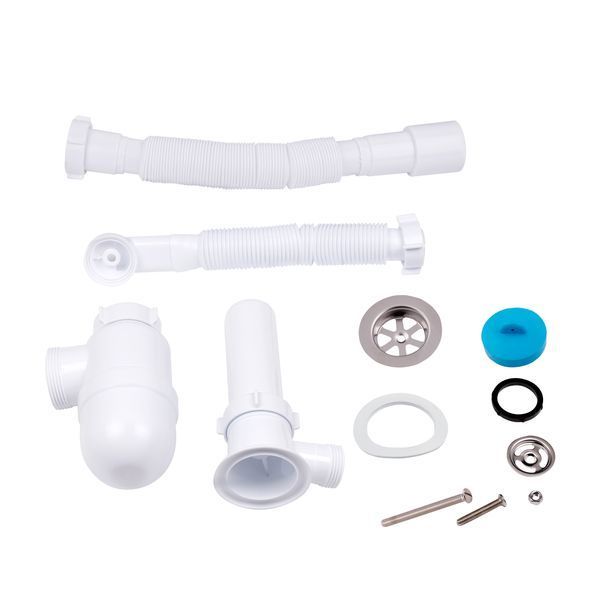Сифон для кухонной мойки Lidz (WHI) 60 08 E004 00 с круглым переливом (выход 50 мм) SD00042751 фото