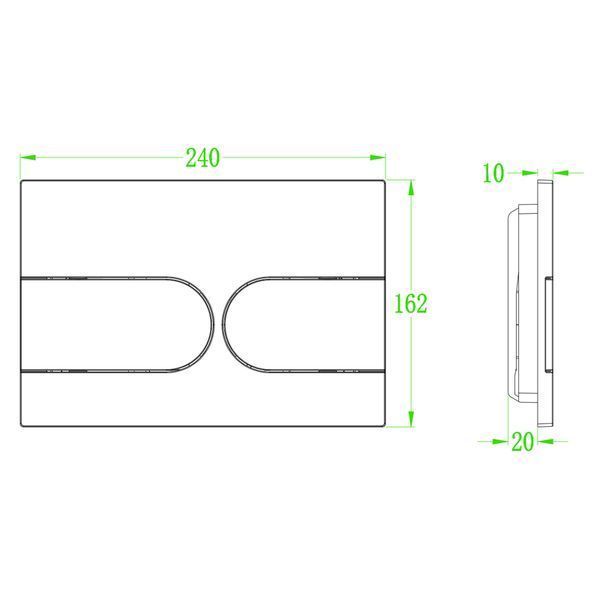 Панель змиву Koer KT-0604-05 240x160x10mm пластикова, кнопка закруглена (KR5324) KR5324 фото