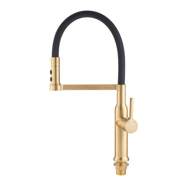 Змішувач для кухні MIXXUS PREMIUM PULL 017 BRUSHED GOLD REFL.BLACK (Кол.мат.зол.+сил.вил.чор.) (MI8280) MI8280 фото