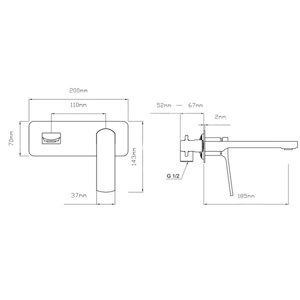 Смеситель для раковины Qtap Slavonice скрытого монтажа QTSLA3040103DB Black Matt SD00047478 фото