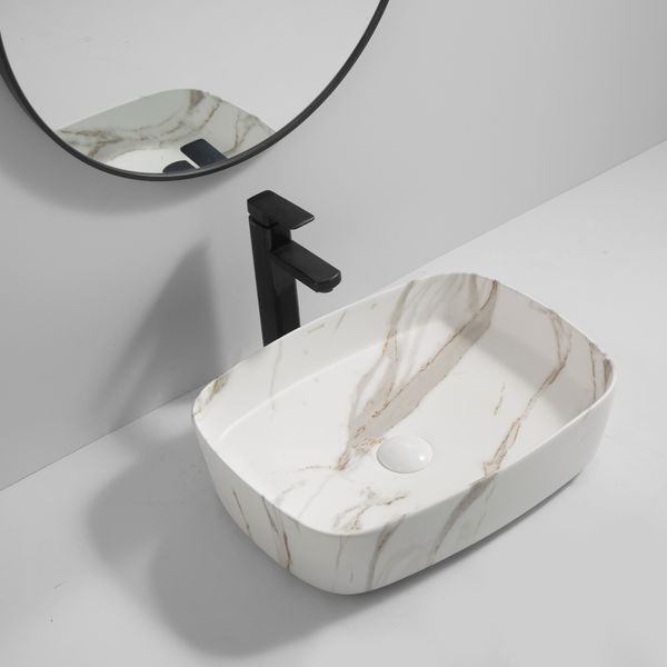 Раковина накладная Mixxus Premium BEVEL-0102 MARBLE 495х370х135mm (MP6519) MP6519 фото