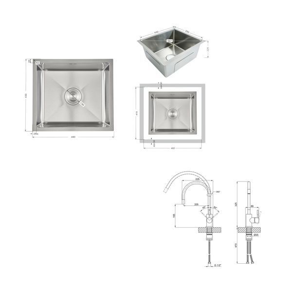 Акционный набор Lidz: мойка H4843 Brushed 3,0/1,0 мм + Смеситель Aria для кухни с гибким изливом (k35) Grey SD00057345 фото