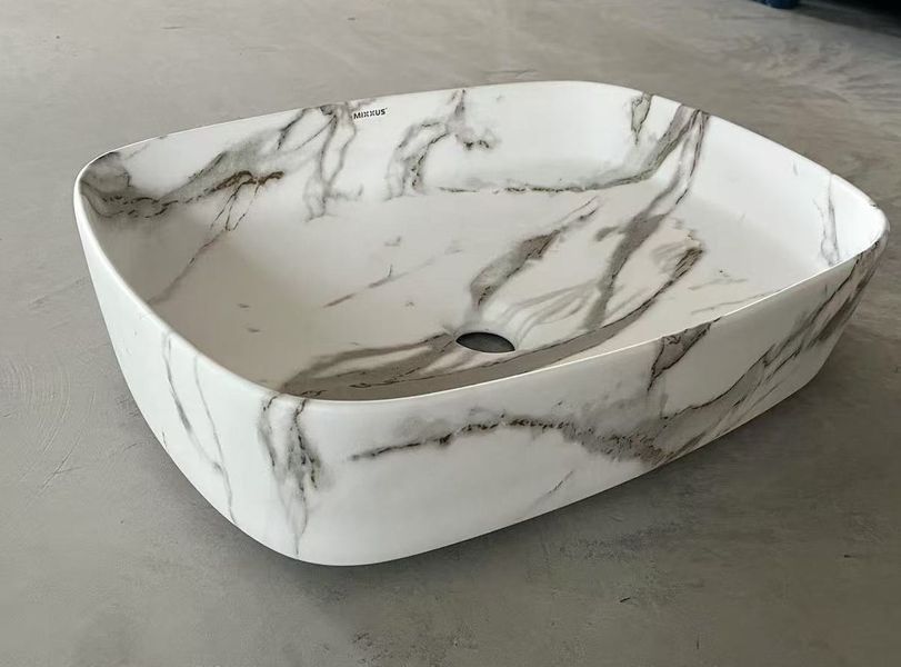 Раковина накладная Mixxus Premium BEVEL-0102 MARBLE 495х370х135mm (MP6519) MP6519 фото