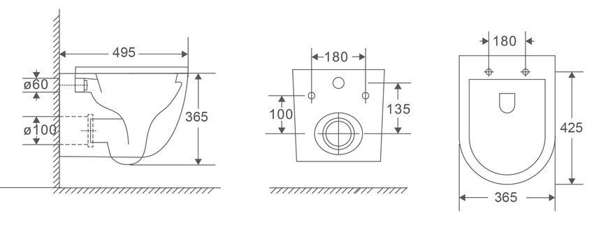 Унитаз подвесной Mixxus Premium Ellipse-0301-R 495x365x365mm, система смыва Rimless (MP6460) MP6460 фото