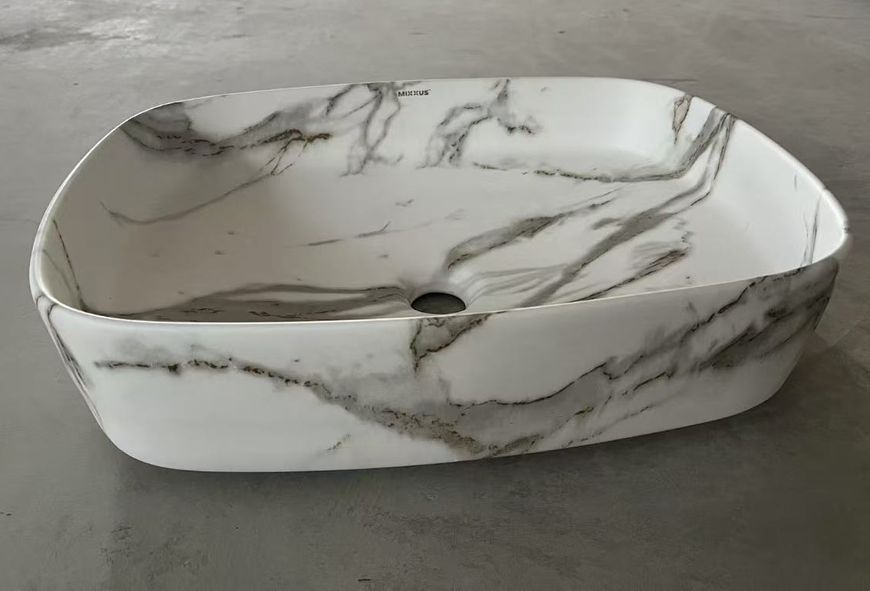 Раковина накладная Mixxus Premium BEVEL-0102 MARBLE 495х370х135mm (MP6519) MP6519 фото