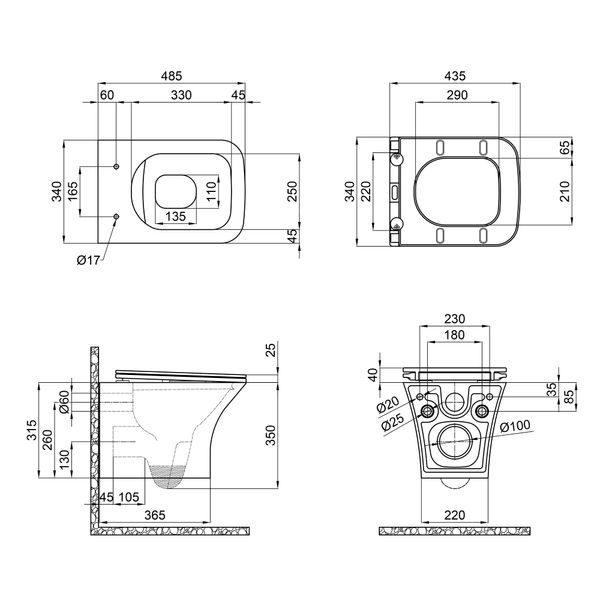 Унітаз підвісний Qtap Presto безобідковий з сідінням Soft-close QT24332615EW SD00045934 фото