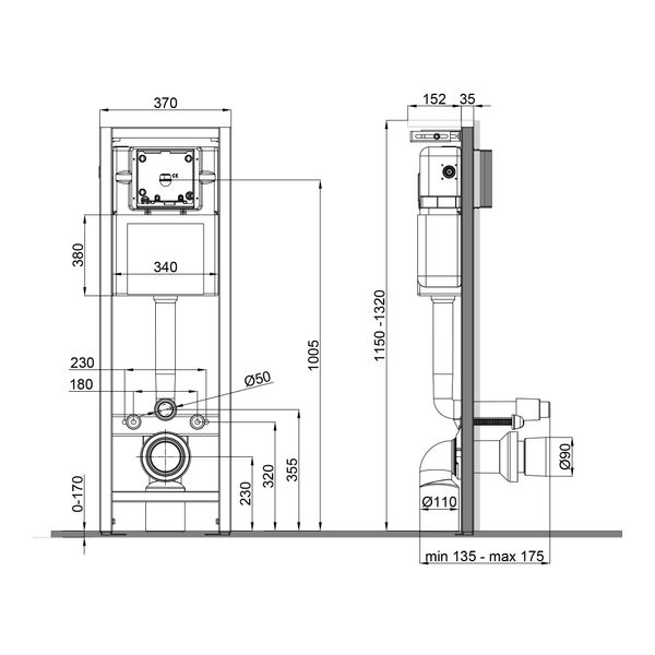 Инсталляция для унитаза Qtap Nest Uni QT0233M370 SD00042963 фото