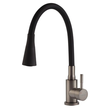 Змішувач для кухні Mixxus SEO-011-T Graphite Refl.Black з нерж.сталі SUS304 (Кол.графіт+сил.вилив чорний) (MI8434) MI8434 фото