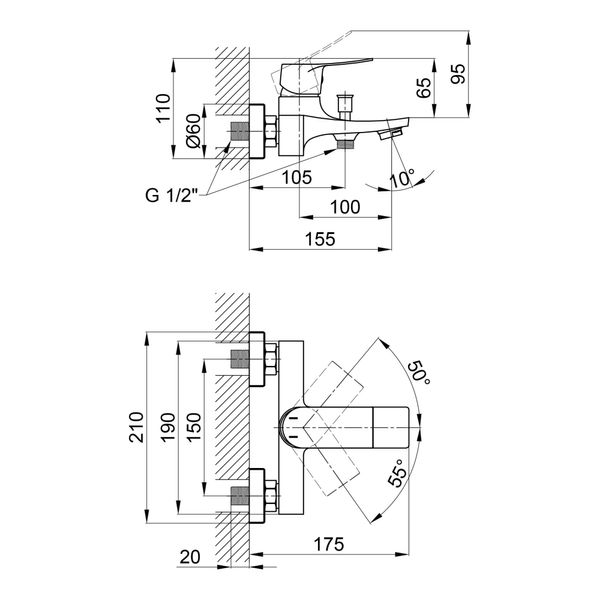 Смеситель для ванны Qtap Nihonto QTNH3022101DC Chrome SD00042244 фото