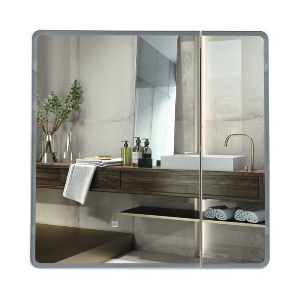 Зеркальный шкафчик Mixxus Premium Olivary CM01-70x70x13см, с LED Touch, димером, регулятором яркости (MI8295) MI8295 фото