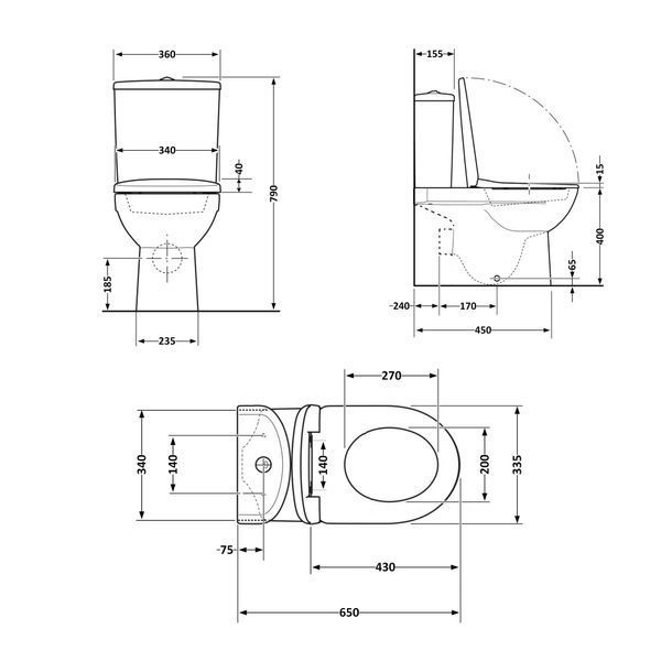 Унітаз підлоговий Qtap Presto Rimless 665&times;345&times;790 мм, White, з сидінням Slim Duroplast / Soft-close / Quick Release QT24221217AW SD00045982 фото