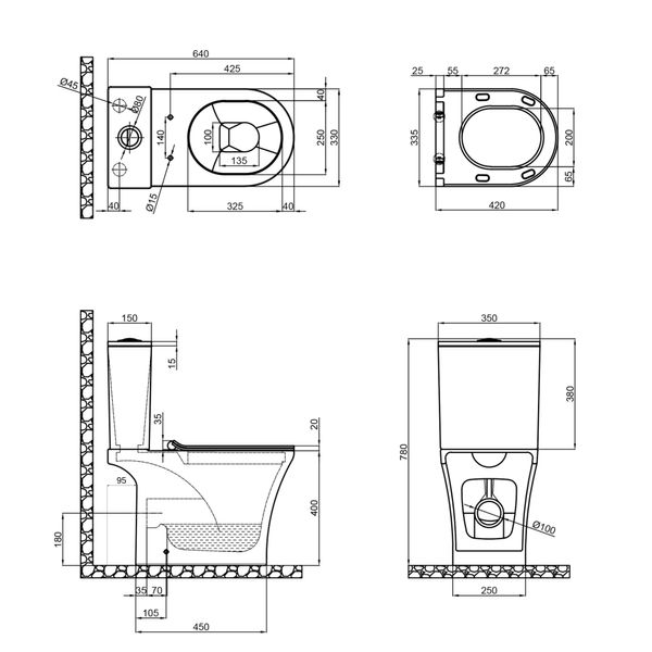 Унітаз-компакт Qtap Presto безобідковий з сідінням Soft-close QT24221217AW SD00045982 фото