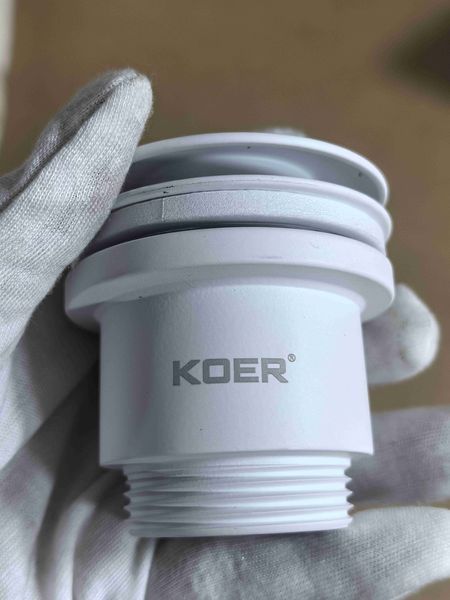 Донний клапан для раковини універсальний (з/без переливу) Koer PW-01-03 автоматичний (Click-Clack) (Колір білий) 1 1/4'' (KR3402) KR3402 фото