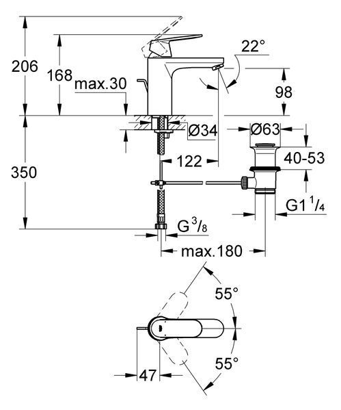 Смеситель для раковины M-размера Grohe Eurosmart Cosmopolitan (23325000) 23325000 фото