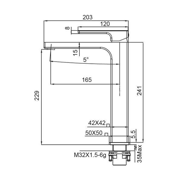 Змішувач для умивальника Koer KB-11009-05 високий (Колір чорний) (KR3501) KR3501 фото