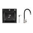 Акционный набор Lidz: мойка H4545 Black PVD Decor 2,5/0,5 мм + Смеситель Aria для кухни с гибким изливом (k35) Black