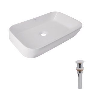 Комплект Qtap Scorpio: Раковина накладная 550x390x120 мм, White, прямоугольная + Донный клапан Pop-up PU02 SD00054587 фото