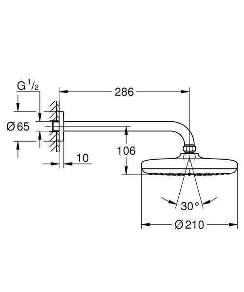 Верхний душ с настенным кронштейном Grohe New Tempesta Classic (26411000) 26411000 фото