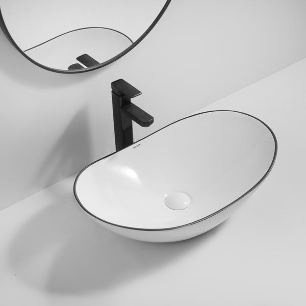 Раковина накладная Mixxus Premium WAVE-0105 EDGE BLACK 620х360х160mm (MP6556) MP6556 фото