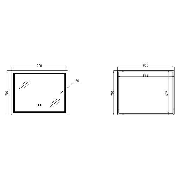 Дзеркало Qtap Mideya (MI2) 900х700 з LED-підсвічуванням Touch, з антизапотіванням, з димером, рег. яскравості QT2078NCF9070 SD00054604 фото
