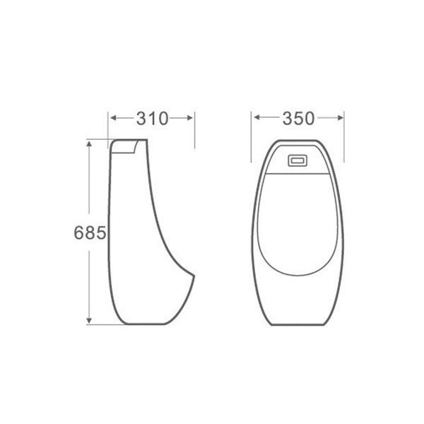 Пісуар підвісний Qtap Stork 350х310х685 мм, White з ІК-датчиком автоматичного змивання, заднє підведення, задній вихід QT1588102HW SD00051931 фото