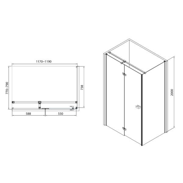 Душевая кабина VOLLE Libra (120*80 см) стекла+двери 10-22-908glass:фото 1